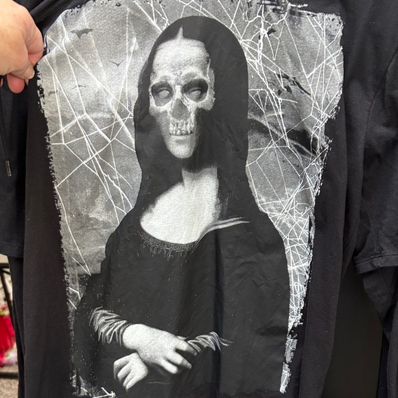 Social Collision Mona Lisa Skull Twofer Hoodie NWOT - Picture 3 of 6